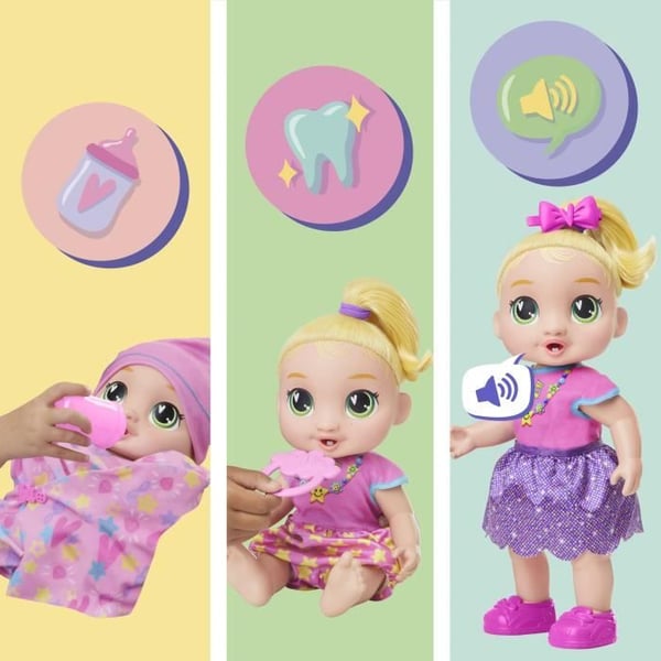 Baby Alive Baby Grows LaLa GooGoo interaktiv docka med 75+ ljud och fraser för åldrarna 3+