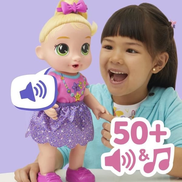 Baby Alive Baby Grows LaLa GooGoo interaktiv docka med 75+ ljud och fraser för åldrarna 3+