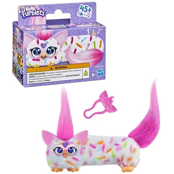Furby DJ Furblets Bär-Cup-Cake. Mini elektronisk plysch. Barnleksak. 45 ljud och musik. Från 6 år.