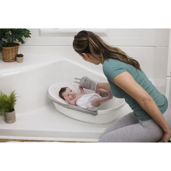 INGENUITY - Sylvi Baby Bath - Justerbar hängmatta för bebisar upp till 6 månader. Tvättlapp och badbok ingår. 24M+