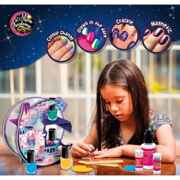 Neglekunst - Kreativt Fritidssæt - THE MOON ACADEMY - Komponenter til Lak. Lakflasker