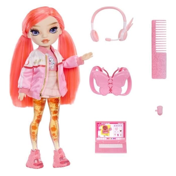 Regnbue Høj Glitter & Shine Dukke - Koral
