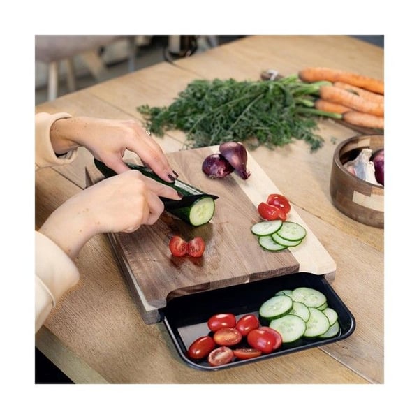 Skärbräda - LIVOO - MES155 - FSC akaciaträ - 36,5 x 27,5 cm - Avtagbar droppbricka