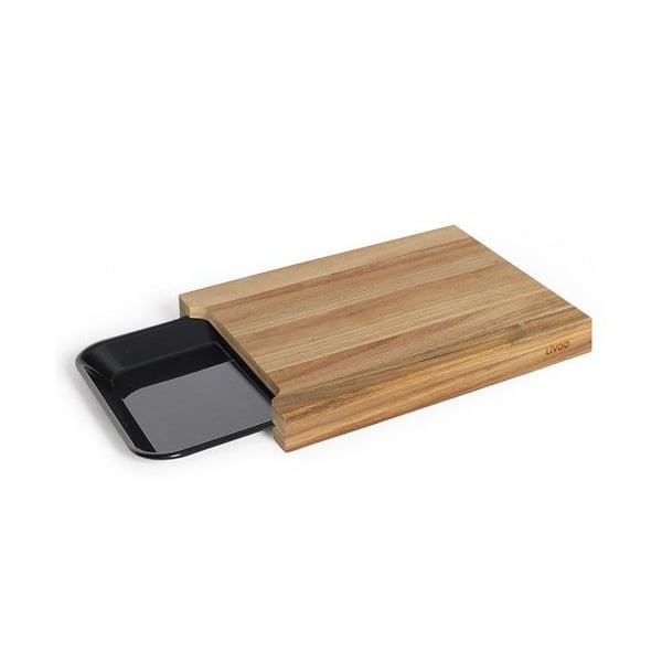 Skärbräda - LIVOO - MES155 - FSC akaciaträ - 36,5 x 27,5 cm - Avtagbar droppbricka