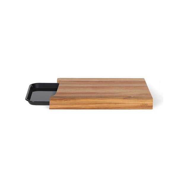 Skärbräda - LIVOO - MES155 - FSC akaciaträ - 36,5 x 27,5 cm - Avtagbar droppbricka