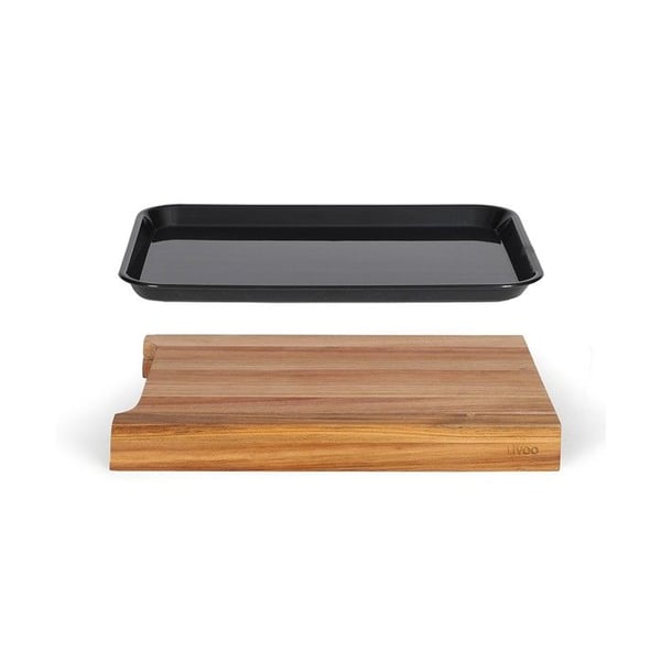 Skärbräda - LIVOO - MES155 - FSC akaciaträ - 36,5 x 27,5 cm - Avtagbar droppbricka