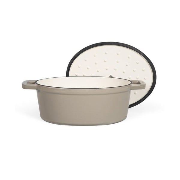 Soikea uunivuoka - LIVOO - MEP129G - 4,5 L - Emaloitua valurautaa - Piikit sisältävä kansi - Sopii kaikille liesitasoille - 29 x 22 cm