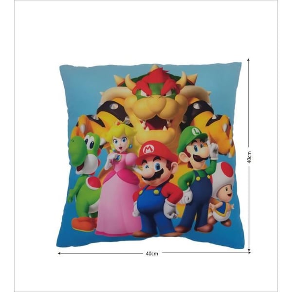 Dubbelsidig kudde - Fyrkantig - MARIO BROS - Mario och hans vänner - Mikrofiber - 40 x 40 cm