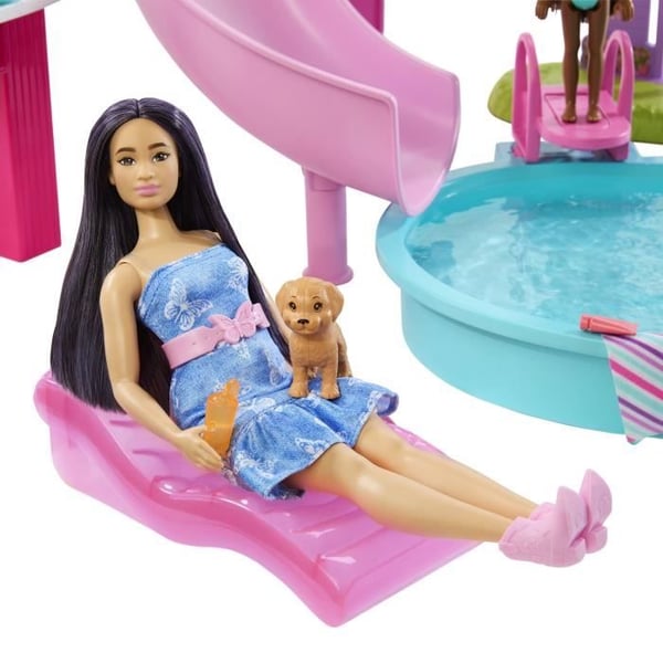 Barbie - Drömpoollekset - Rutschkana och Jacuzzi - Över 20 tillbehör - Barbie - JFP01