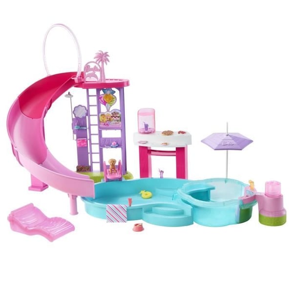 Barbie - Drömpoollekset - Rutschkana och Jacuzzi - Över 20 tillbehör - Barbie - JFP01