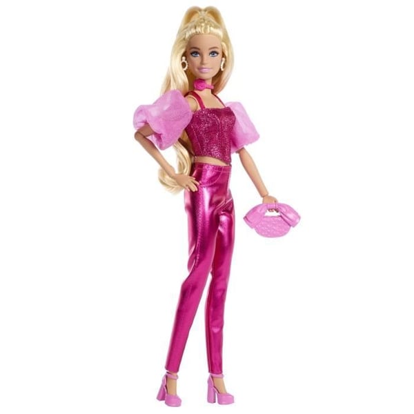 Barbie - Deluxe Style Dukke - Metallisk Pink Outfit og Blond Hår - Barbie - JFP40