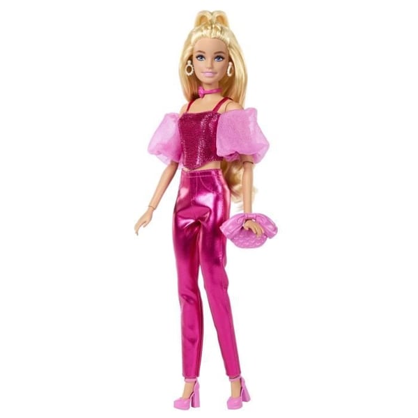 Barbie - Deluxe Style Dukke - Metallisk Pink Outfit og Blond Hår - Barbie - JFP40