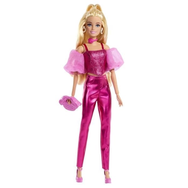 Barbie - Deluxe Style Dukke - Metallisk Pink Outfit og Blond Hår - Barbie - JFP40