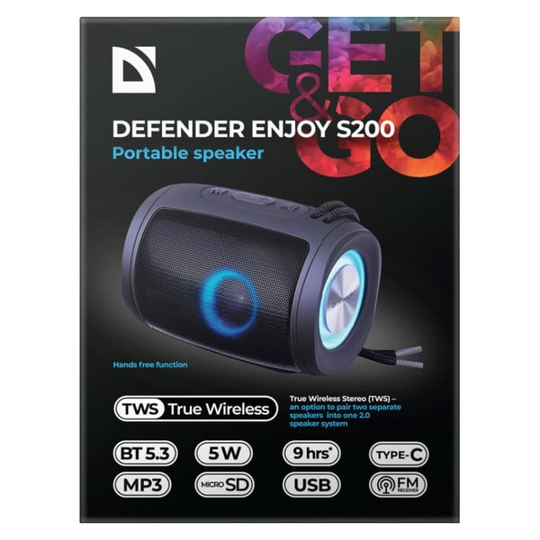 BLUETOOTH-KAIUTIN DEFENDER S200 5W MUSTA