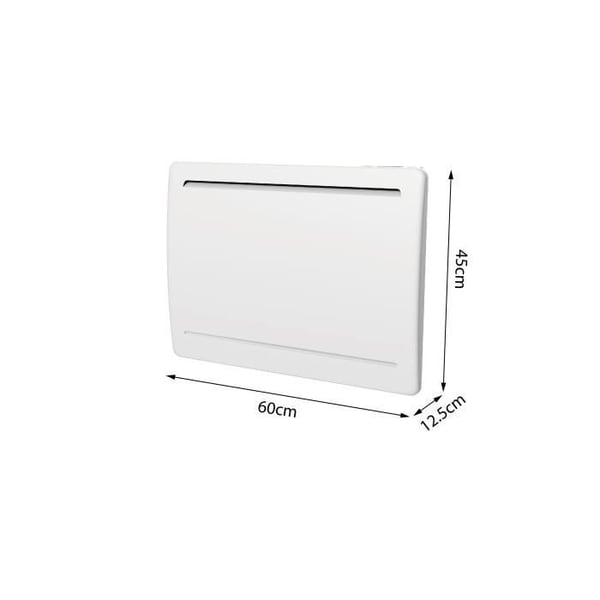 Fast elektrisk radiator med torr keramisk tröghet 1000W OCEANIC Rubis - Böjd design - Vit - NF