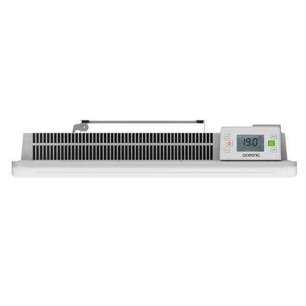 Fast elektrisk radiator med torr keramisk tröghet 1000W OCEANIC Rubis - Böjd design - Vit - NF