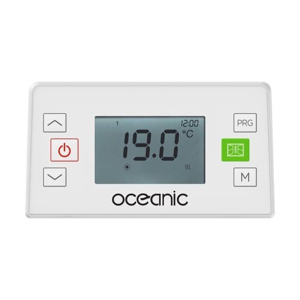 Fast elektrisk radiator med torr keramisk tröghet 1500W OCEANIC Rubis - Böjd design - Vit - NF
