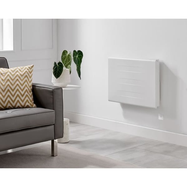 Fast elektrisk radiator med torrtröghet - Dubbel värmekärna - 1000 W - OCEANIC - Mattvit - NF