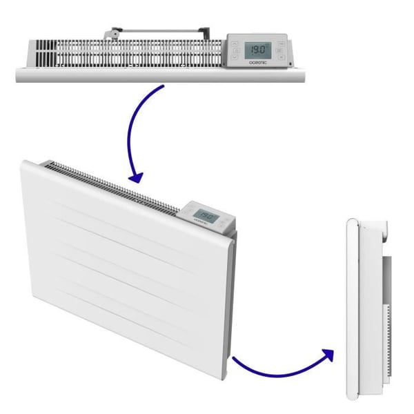 Fast elektrisk radiator med torrtröghet - Dubbel värmekärna - 1000 W - OCEANIC - Mattvit - NF