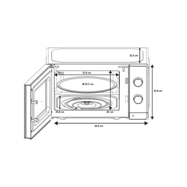 Mikrobølgeovn - OCEANIC - OCEAMO20B12 - 20L - sort - Enkeltfunktion