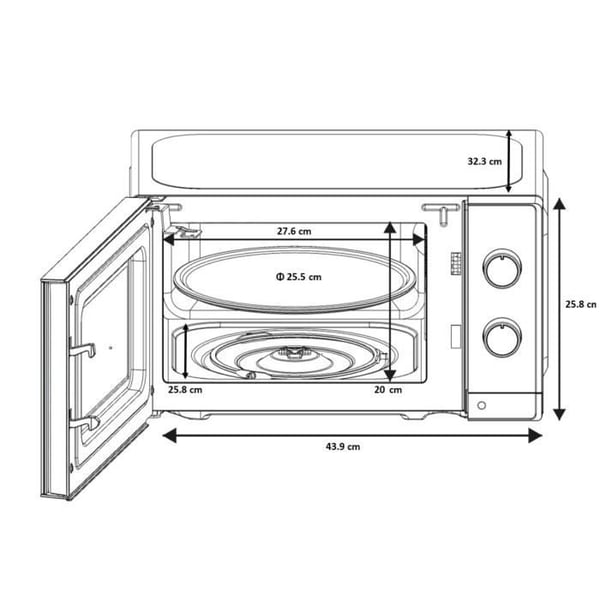 Mikrobølgeovn - OCEANIC - OCEAMO20W12 - 20L - hvid - Enkeltfunktion