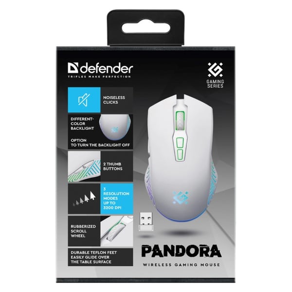 Langaton hiiri Defender Pandora RF Valkoinen 3200dpi 7P
