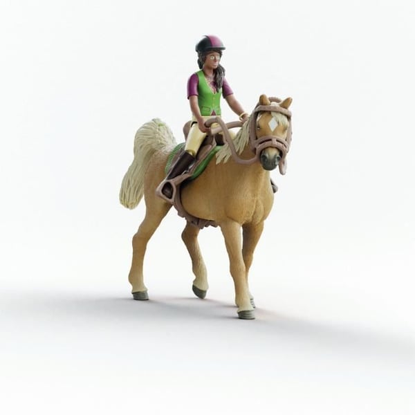 Sarah og mystiske figurer. SCHLEICH 42714 Hesteklub. Alder 4