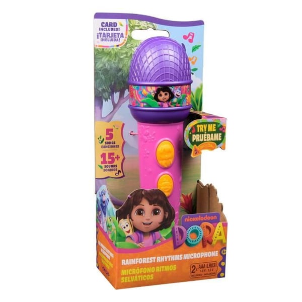 Dora - Funktionel mikrofon - 18 cm - 4 sange og 9 lyde - fra 3 år - Dora Udforskeren