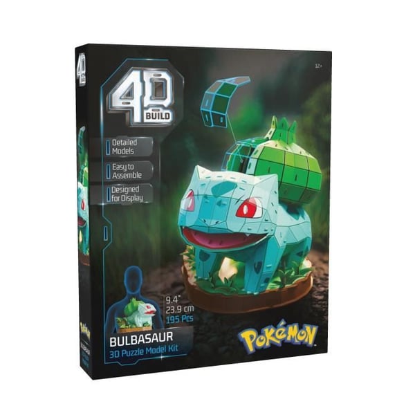 4D-puslespil - 3D-puslespil - Bulbasaur Pokémon - 195 brikker - 24 cm - fra 12 år