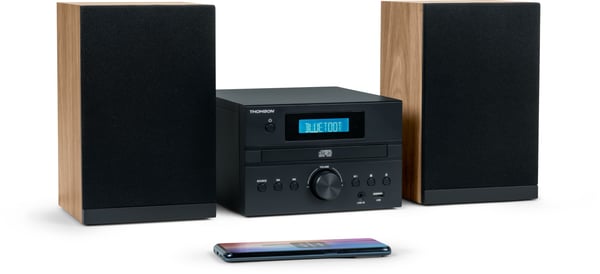 Mikrojärjestelmä - THOMSON - Bluetooth - Radio - CD - MP3 - USB - DAB - Puu ja musta