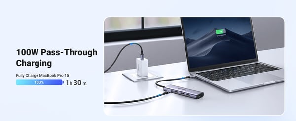 Ugreen 15596 dockningsstation/portreplikator för bärbar dator Trådbunden USB 3.2 Gen 1 (3.1 Gen 1) Typ-A + Typ-C Aluminium
