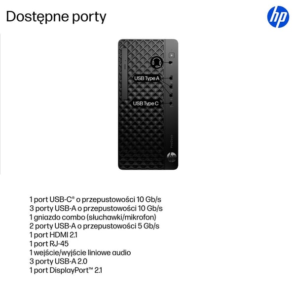 HP ProDesk 4 Tower G1i -pöytätietokone, tekoälyllä, Intel Core Ultra 5 225, 16 Gt:n DDR5-SDRAM, 512 Gt:n SSD, Windows 11 Pro, musta