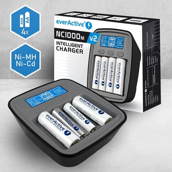 Akkulaturi Ni-MH USB-C everActive NC1000MV2