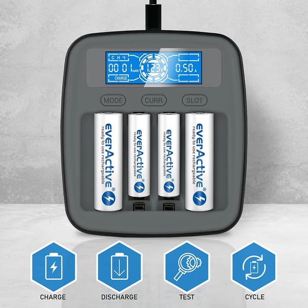 Akkulaturi Ni-MH USB-C everActive NC1000MV2