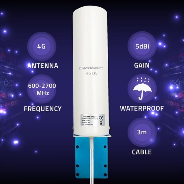 Qoltec 57044 4G LTE DUBBEL ANTENN | 5dBi | rundstrålande | utomhus