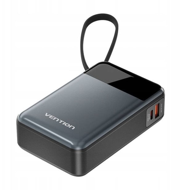 Vention 20000mAh 65W Powerbank med indbygget USB-C-kabel