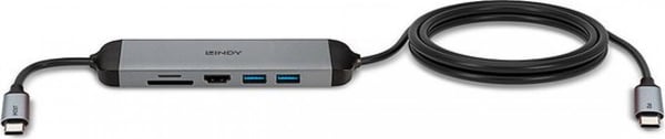 Lindy 43326 dockningsstation för bärbar dator & portreplikator Bedraad USB 3.2 Gen 1 (3.1 Gen 1) Typ-C Compact. Grijs