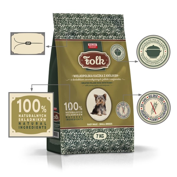 FOLK Storpolsk and med kanin, med tilsætning af aromatiske æbler og merian, 7 kg