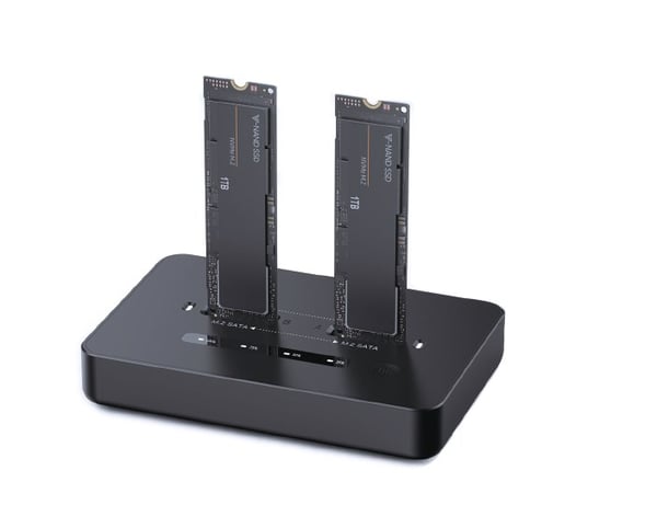 Gembird DD2-U3M2 Stationär SSD-dockningsstation med dubbla hårddiskar, USB Type-C, M.2, NVME (och SATA), svart Gembird DD2-U3M2 Stationär SSD-dockningsstation med dubbla hårddiskar, USB Type-C, M.2, NVME (och SATA), svart