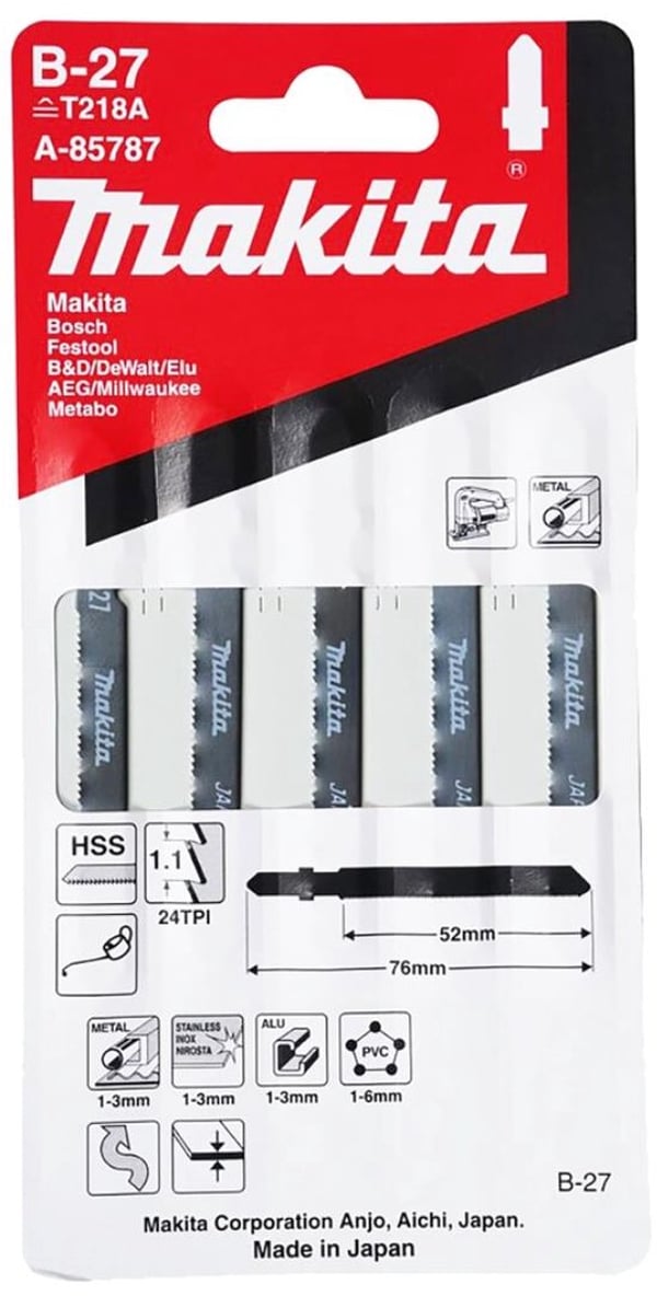 Makita Decoupeerzaagblad metal/aluminium 52mm B-27. T218A (5 stk)