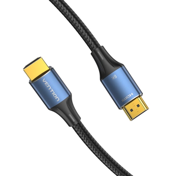 Vention Bomuldsflettet HDMI-A Han-til-Han HD-kabel 8K 2M Blå Aluminiumlegering
