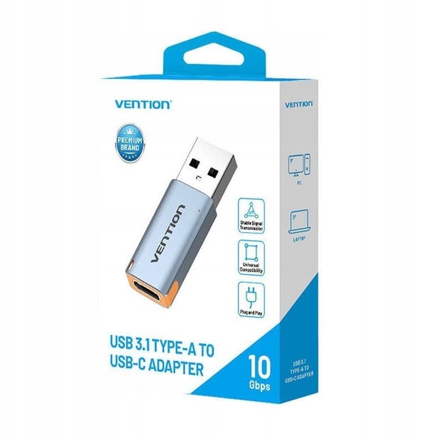 USB 3.1 Vention USB-A til USB-C adapter med aluminiumslegeringssnor