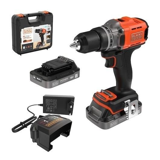 18V sladdlös borrskruvdragare + 2 x 2Ah batterier + laddare - BLACK&DECKER - BCD382D2XK-QW - Med bärväska
