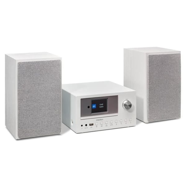 Mini HiFi-system - MEDION - DAB/FM internetradio - CD-afspiller - 2x15W RMS - Hvid