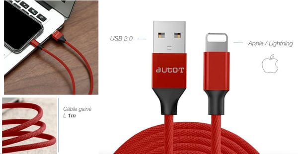 Kabel - AUTO T - 540346 - USB 2.0 - Lightning