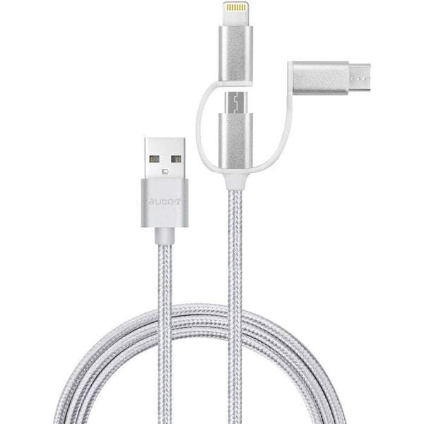 3-i-1-kabel - AUTO T - 540206 - Micro-USB - Apple - USB-C