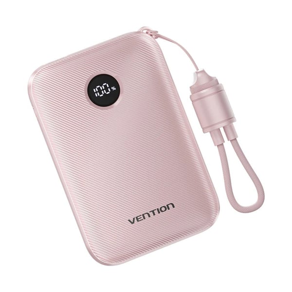 Powerbank Vention 10000mAh 2 x USB-C 1x USB-A med display 22,5W pink