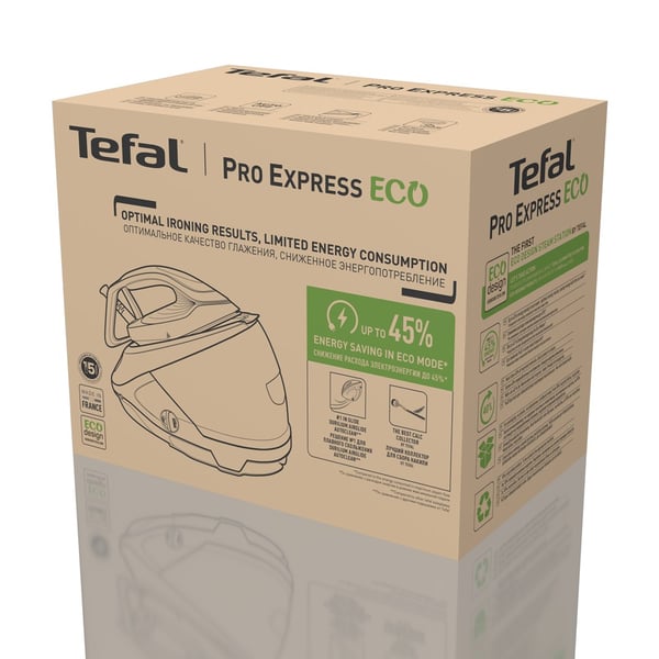 Tefal Pro Express Eco GV9E22E0 höyrysilitysrauta 2200 W 1,8 L Durilium AirGlide Autoclean -pohja Beige. Valkoinen