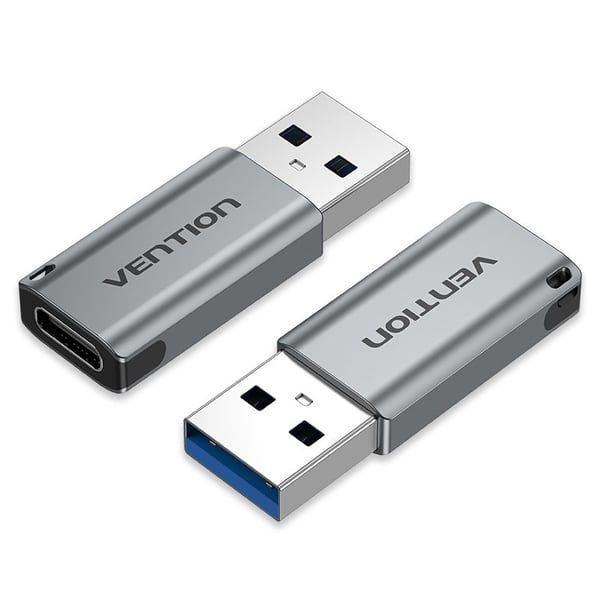 Vention USB 3.0 Han til USB-C Hun Adapter Grå Aluminiumlegering Type