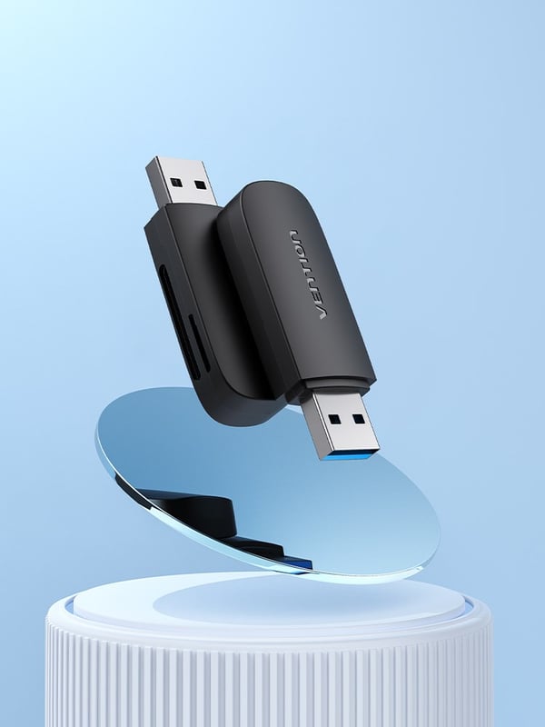 Vention 2-i-1 USB 3.0 A-kortläsare (SD+TF) Svart Dubbel enhetsbeteckning